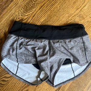 Lululemon heathered grey speed up shorts 2.5 inches Size 2